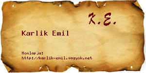 Karlik Emil névjegykártya
